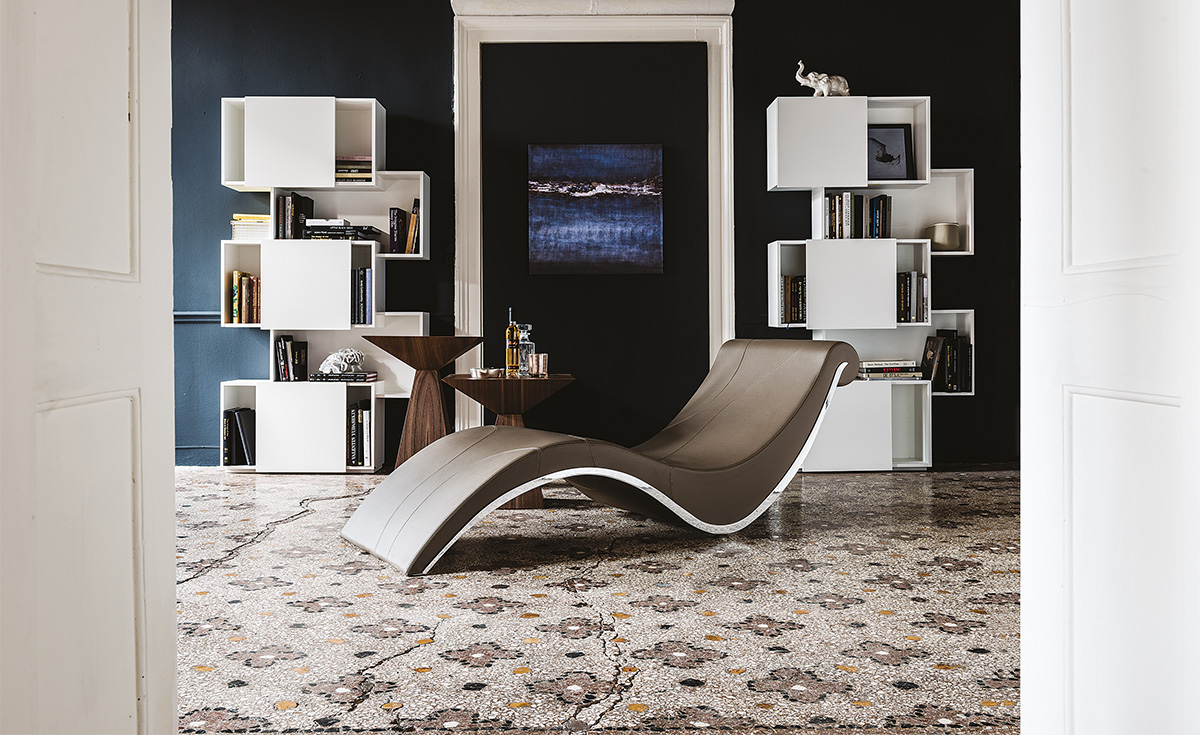 Modern SYLVESTER chaise by Cattelan Italia – upholstered Italian daybed with flowing lines and premium comfort