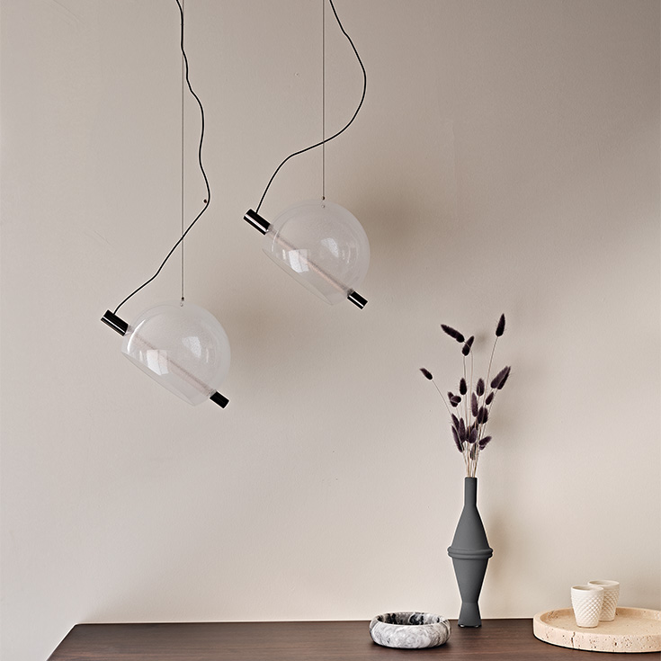 “CODY by Cattelan Italia – modern Italian ceiling light with sculptural glass shade and minimalist metal fixture”