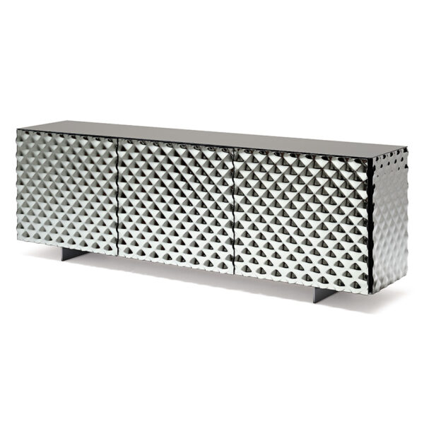“VIVALDI by Cattelan Italia – modern Italian sideboard with faceted mirrored doors and minimalist frame”