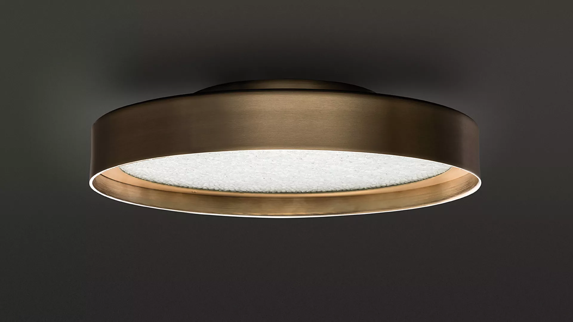 “Berlin by Oluce modern Italian ceiling or wall lamp – round metal frame with satin-finish glass diffuser and Art Deco-inspired design”