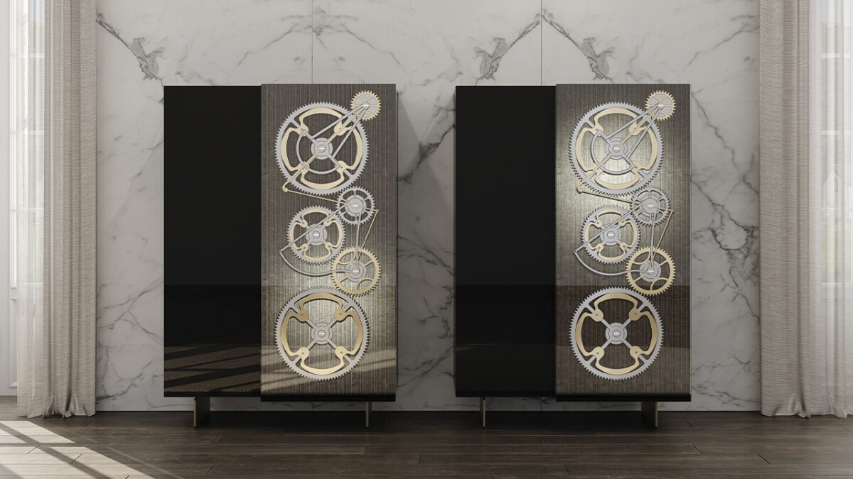 Big Ben Madia Reflex contemporary Italian storage sideboard featuring glass shelves ideal for Birmingham Michigan residences