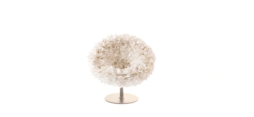 Bouquet armchair by Moroso in sculptural Italian upholstery with petal-shaped backrest, front view in a Royal Oak Michigan showroom