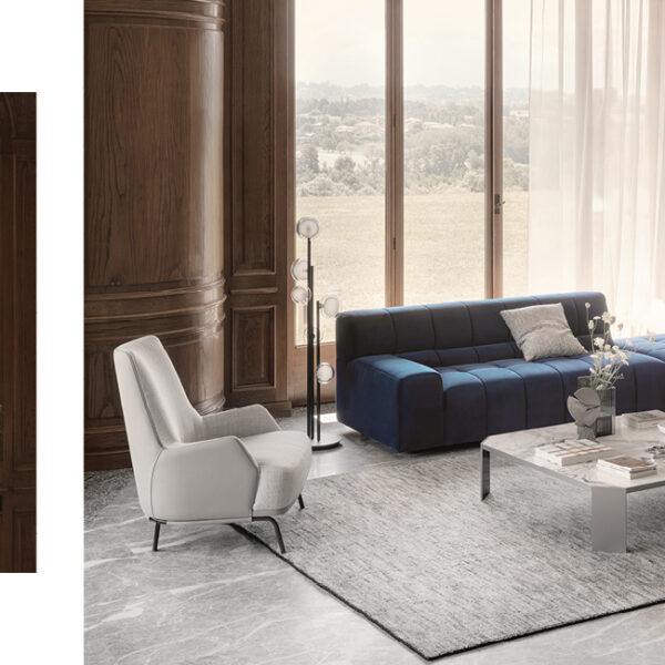 Bric Italian sofa with bold tufted seat by Nicoline