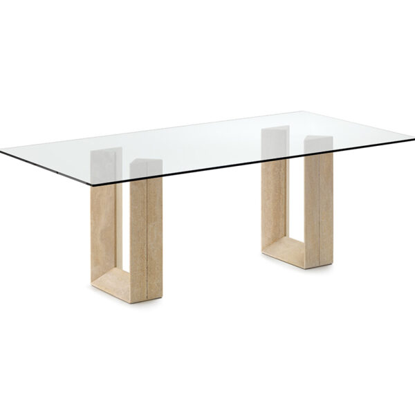 “DIAPASON by Cattelan Italia – classic Italian dining table with rectangular glass top and sculptural marble base”