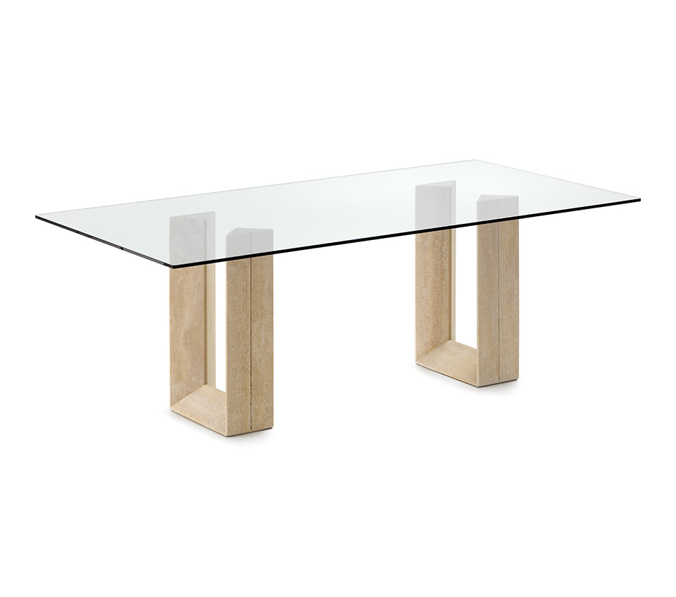 “DIAPASON by Cattelan Italia – classic Italian dining table with rectangular glass top and sculptural marble base”