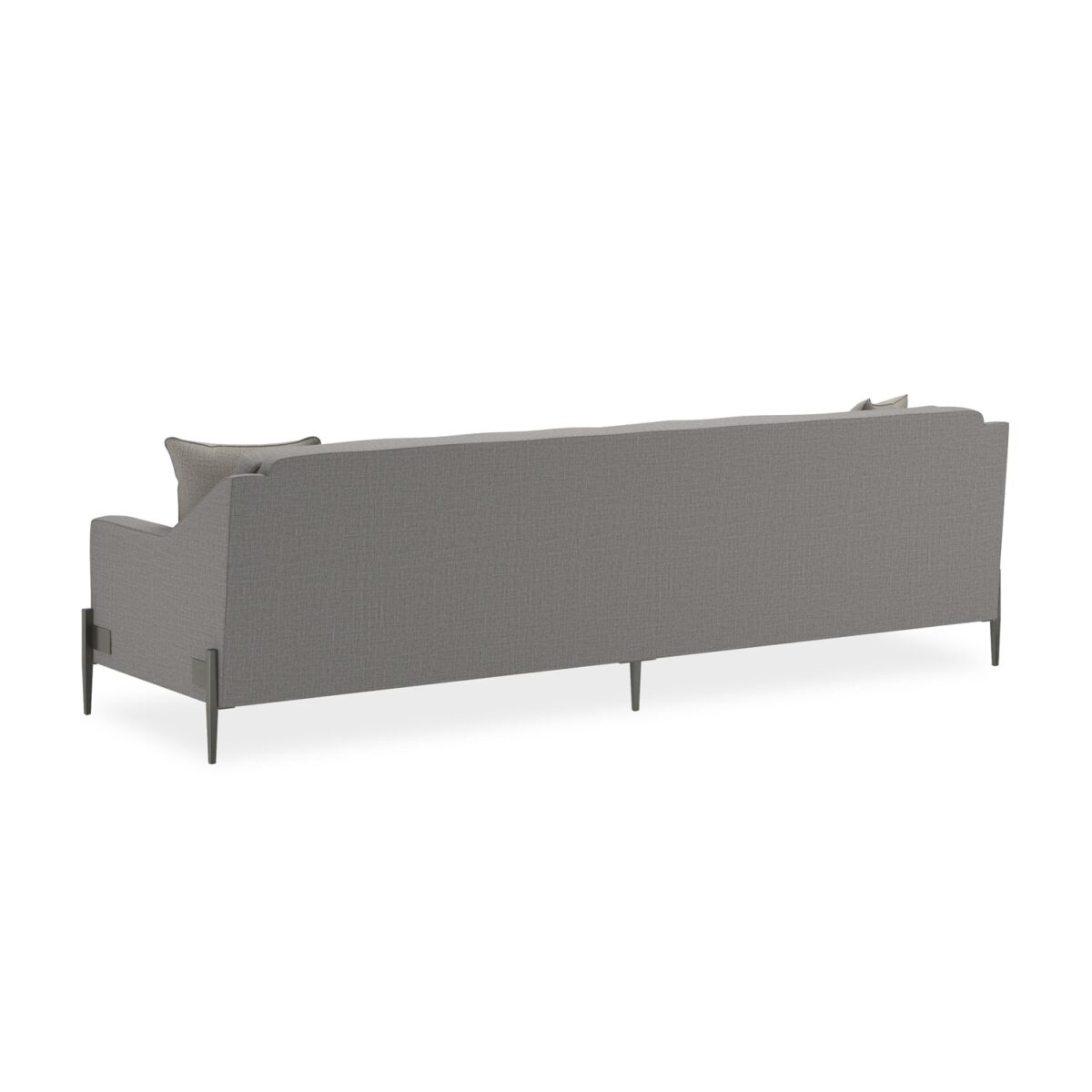 Caracole 110 Remix Sofa, modern large sofa, luxury upholstered sofa, Smoked Stainless legs sofa, grey wool blend sofa, contemporary living room furniture.