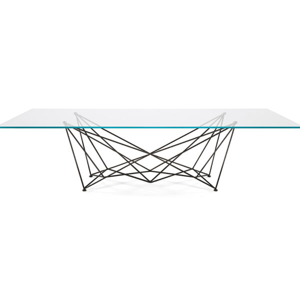 “GORDON by Cattelan Italia – modern Italian dining table with clear glass top and geometric steel base”