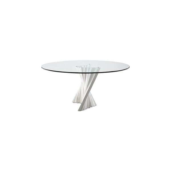 “PLISSET by Cattelan Italia – luxury dining table with sculptural pleated metal base and elegant round or oval top”