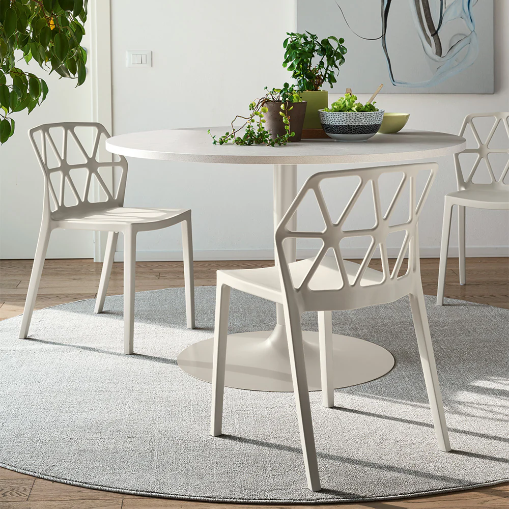 “ALCHEMIA by Connubia modern Italian chair – lightweight polypropylene design with geometric backrest”