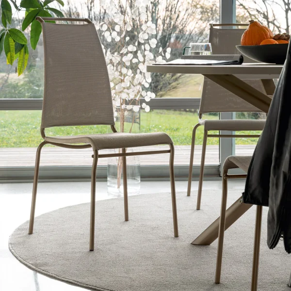 “AIR HIGH by Connubia modern Italian barstool – mesh backrest and upholstered seat with slim metal legs”