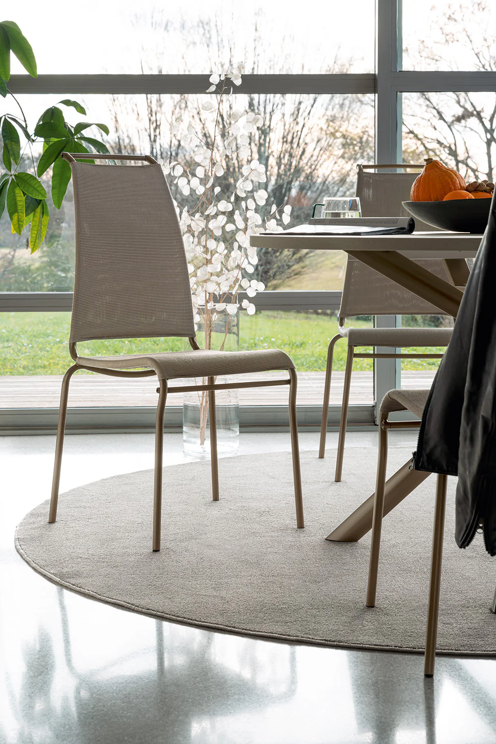 “AIR HIGH by Connubia modern Italian barstool – mesh backrest and upholstered seat with slim metal legs”
