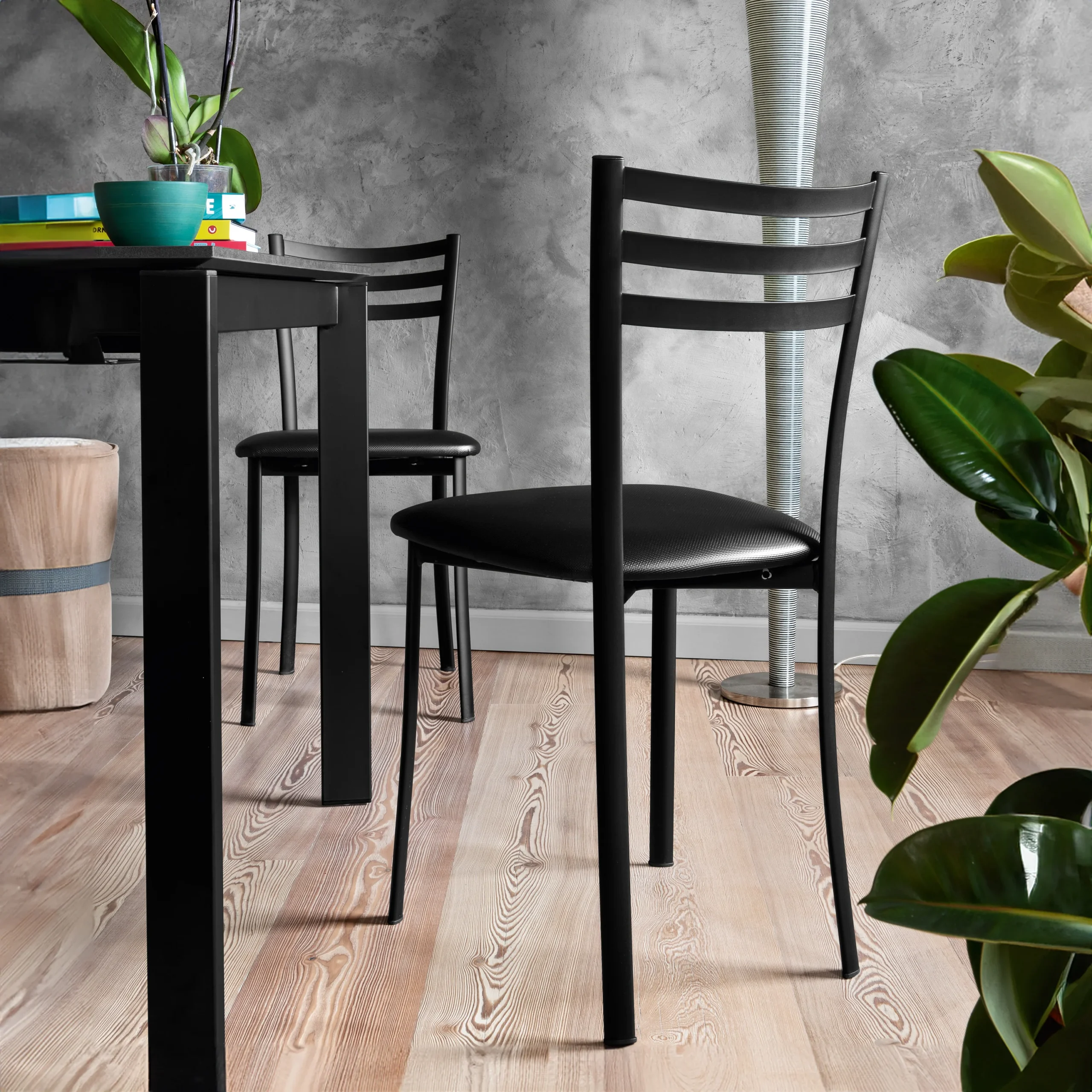 “ACE by Connubia modern Italian chair – fully upholstered seat with bold geometric lines and metal sled base”