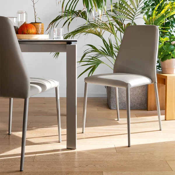 “CLUB by Connubia modern Italian dining chair – slim metal frame with upholstered seat and backrest”