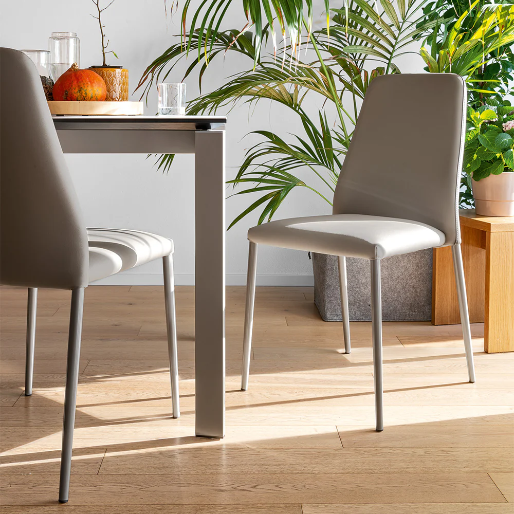 “CLUB by Connubia modern Italian dining chair – slim metal frame with upholstered seat and backrest”