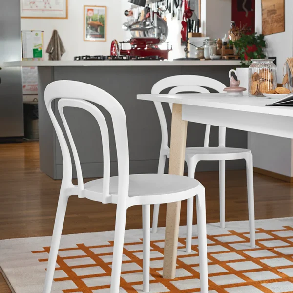 “CAFFÈ by Connubia modern Italian café chair – curved wooden backrest with metal frame and minimalist design”