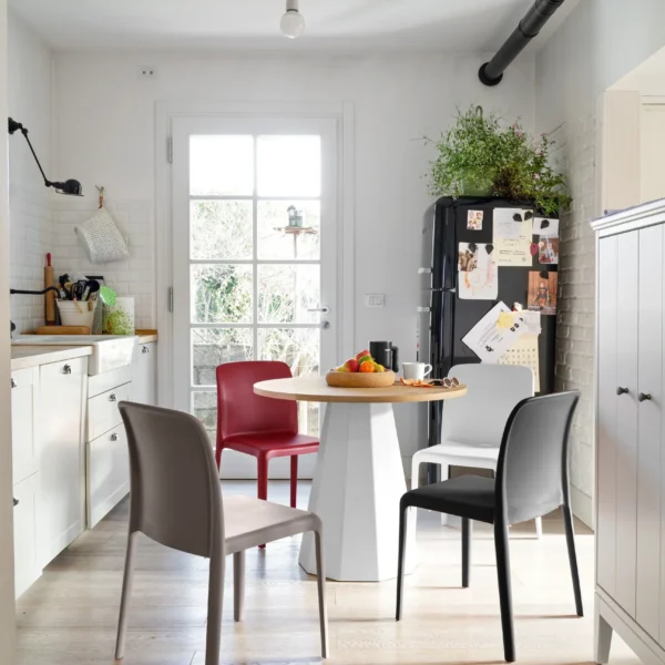 “BAYO by Connubia modern Italian chair – stackable polypropylene seat with clean lines and minimalist silhouette”