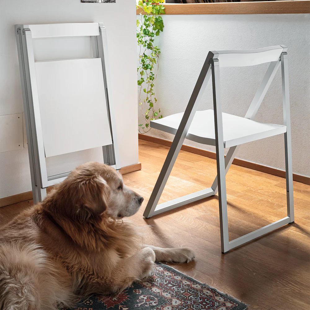 “SKIP by Connubia modern Italian folding chair – sleek wooden seat with metal frame design”