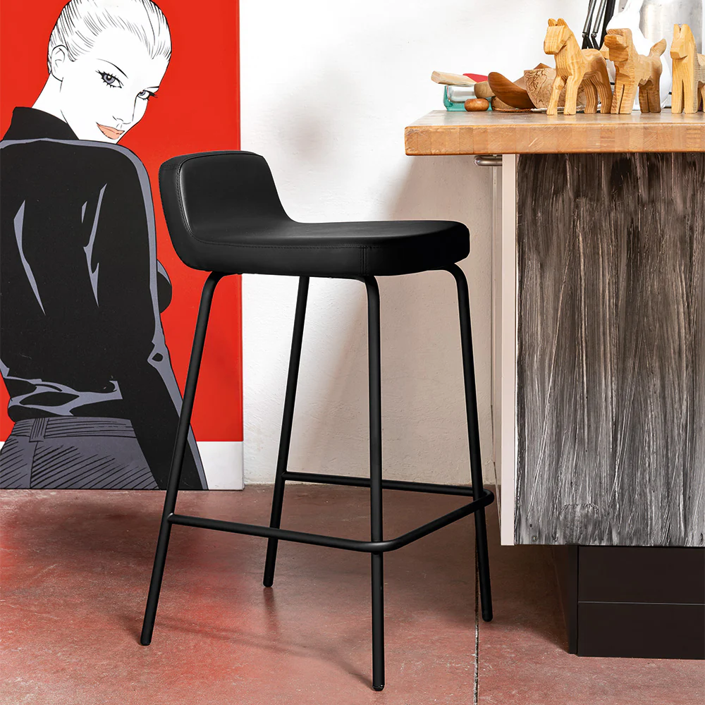 “RILEY by Connubia modern Italian chair – upholstered seat with slim metal legs and elegant curved backrest”
