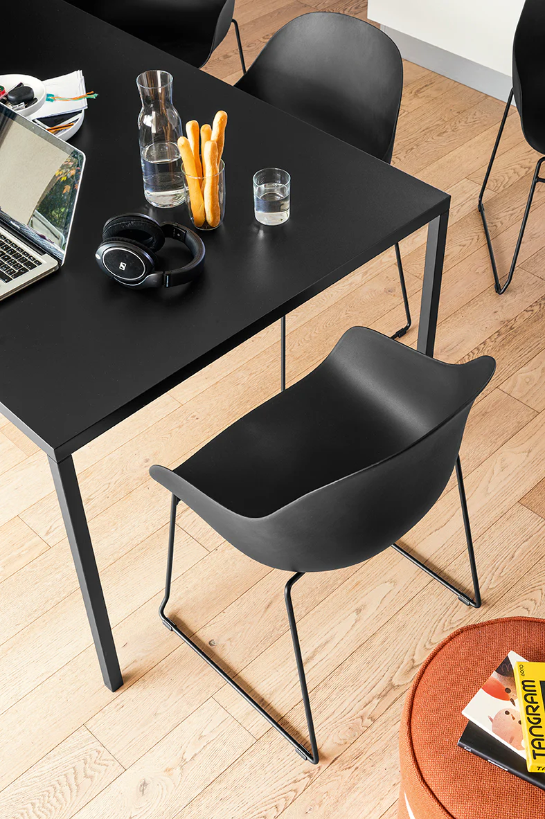 “ACADEMY by Connubia modern Italian chair – sleek molded seat with minimalist metal legs for contemporary interiors”