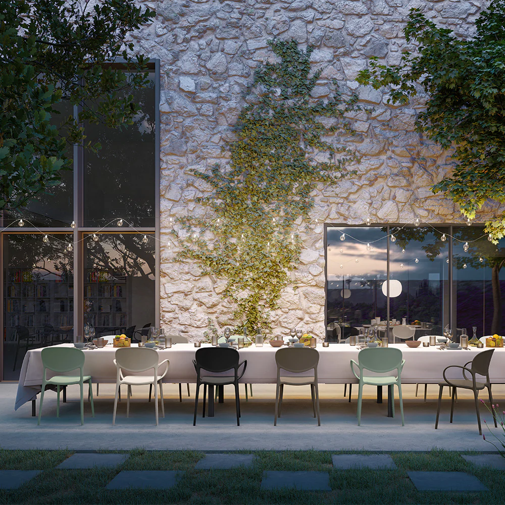 “Side view of ABBY chair by Connubia – contemporary Italian seating with rounded contours and sleek legs”