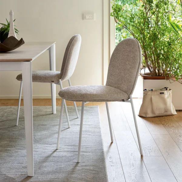 “RILEY MID by Connubia modern Italian chair – upholstered seat with mid-height backrest and metal legs”