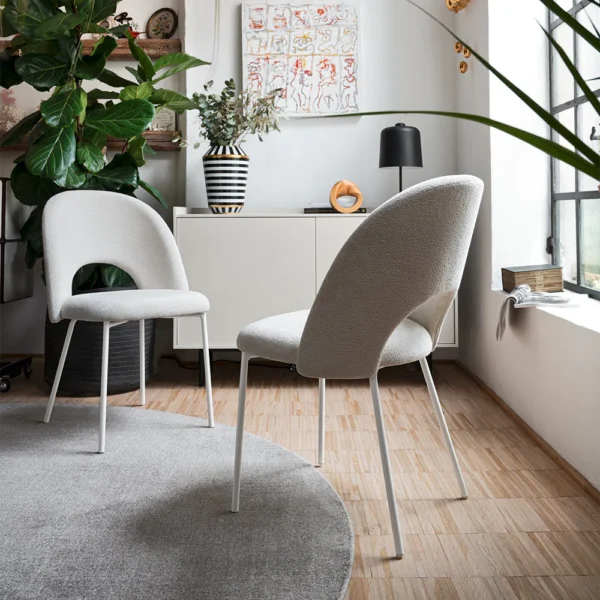 “Front view of TUKA MID HOLE by Connubia – upholstered bar stool with sleek metal legs and minimalist design”
