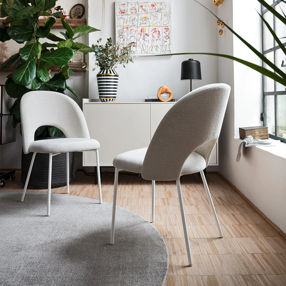 “Front view of TUKA MID HOLE by Connubia – upholstered bar stool with sleek metal legs and minimalist design”