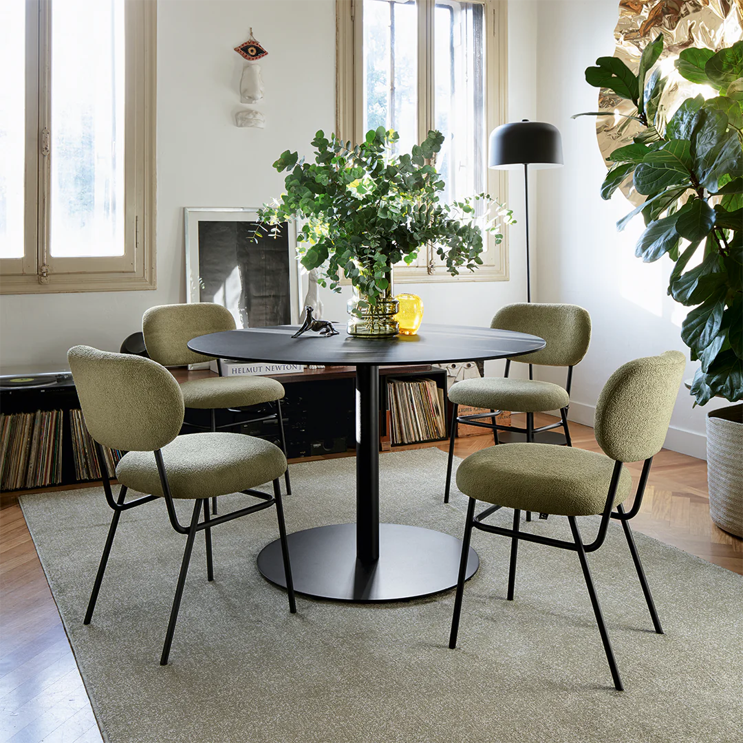“COCKTAIL by Connubia modern coffee table – minimalist round top with slim metal legs and contemporary Italian design”