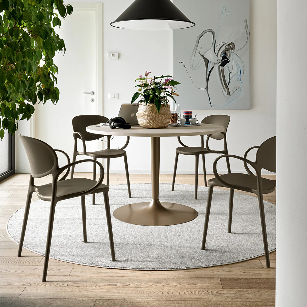 “PLANET by Connubia round dining table – contemporary Italian design with central pedestal base and sleek top”