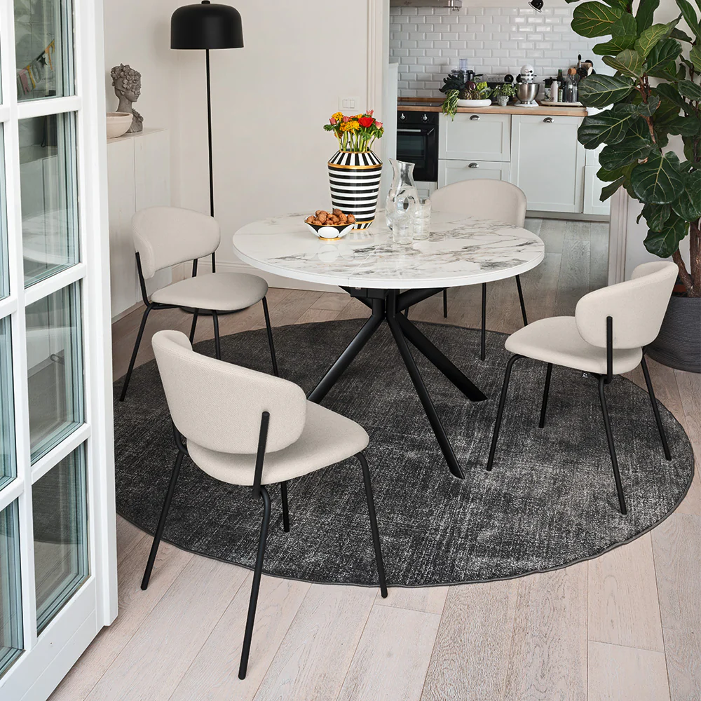 “GIOVE by Connubia extendable round dining table – sleek Italian design with rotating extension and sturdy pedestal base”