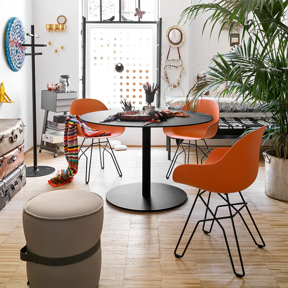 “Side view of ACADEMY chair by Connubia – contemporary molded seat with minimalist silhouette”