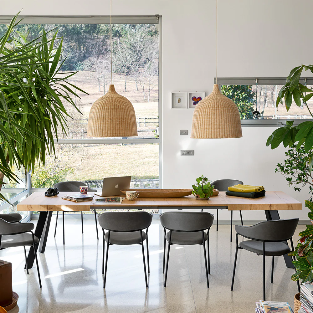 “BOLD by Connubia round dining table – modern Italian design with thick central pedestal base and minimalist tabletop”