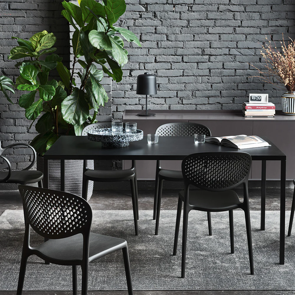 “ABBY by Connubia contemporary dining chair – upholstered seat with gently curved back and wooden legs in Italian design”