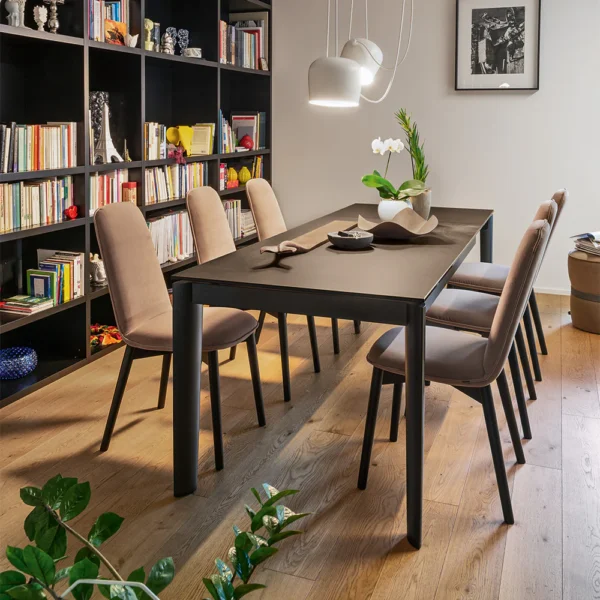 “LORD by Connubia modern extendable dining table – rectangular top with central metal base in contemporary Italian design”