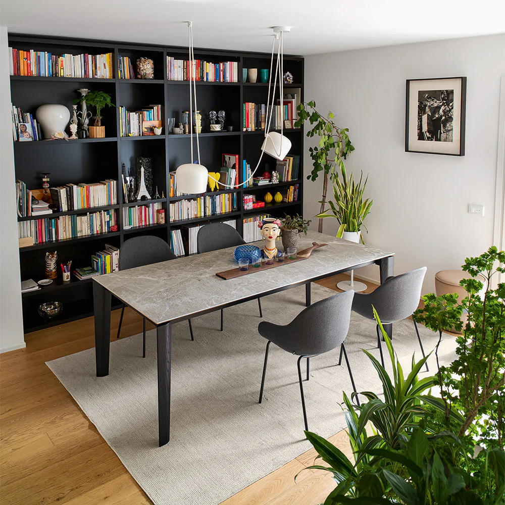 “Side view of BAND stool by Connubia – contemporary design with footrest and slim, clean-lined frame”