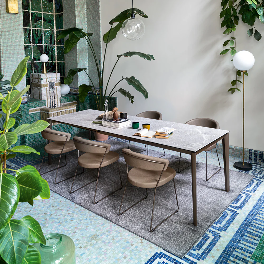 “ARTIC FAST by Connubia modern extendable table – sleek rectangular top with slim metal legs and minimalist Italian design”