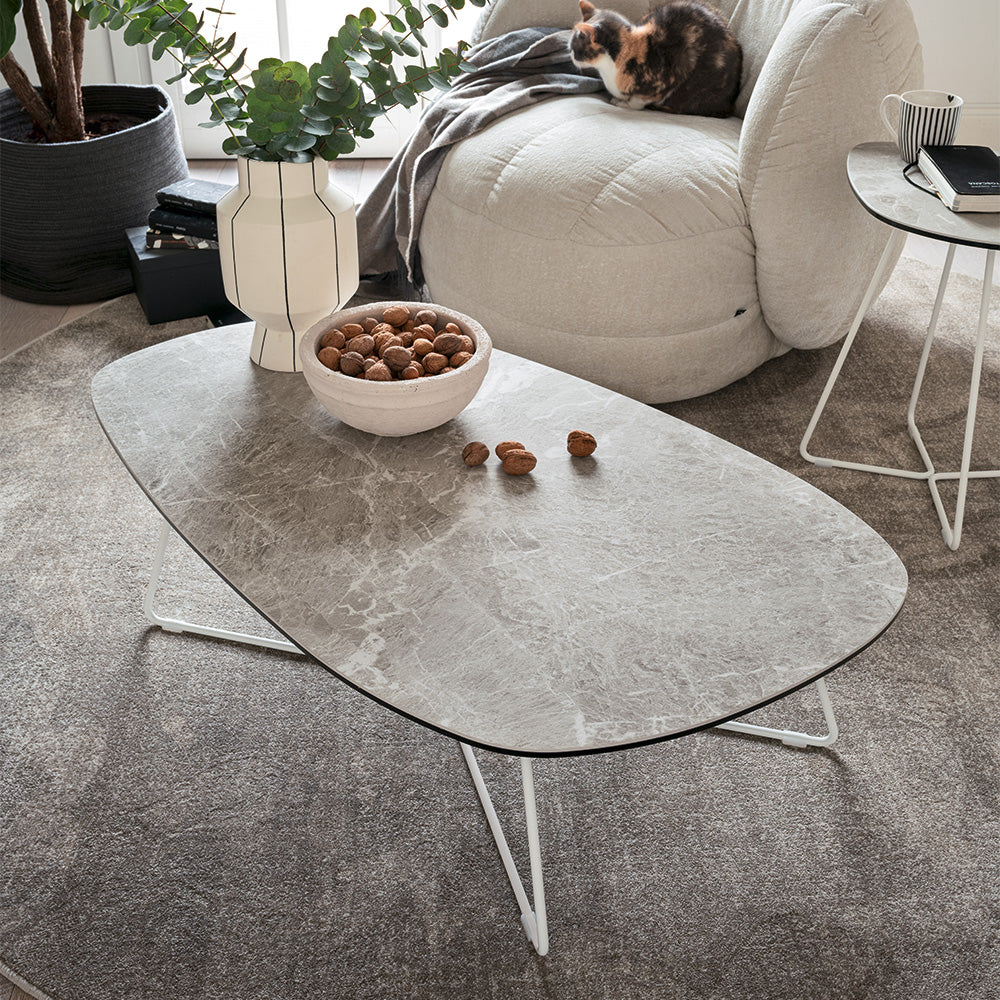 “CIOP by Connubia modern side table – round tabletop with minimalist Italian design and sculptural metal base”