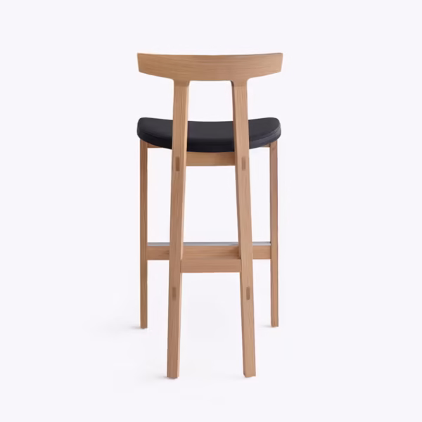 Bensen TORII Stool, featuring a unique, gracefully curved backrest that resembles a traditional Japanese Torii gate, offering ergonomic support.