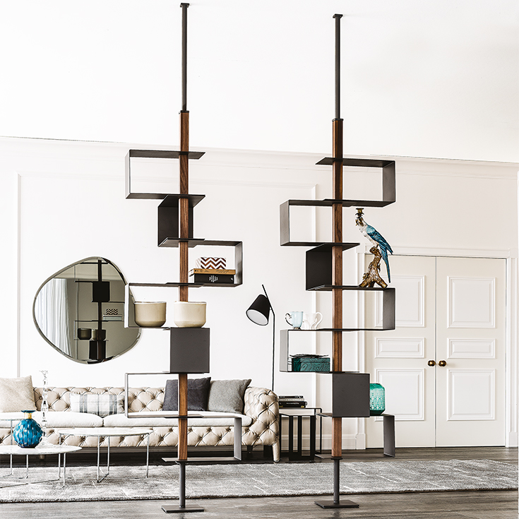 “Luxury TOKYO dining table by Cattelan Italia – designer table with intersecting wood legs and transparent tempered glass surface”