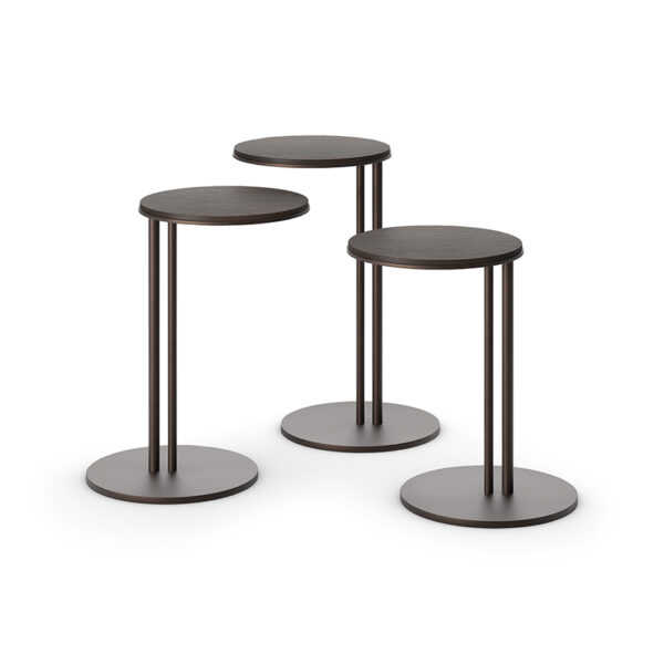 “STING XL Wood by Cattelan Italia – oversized Italian side table with round wooden top and slender metal base”