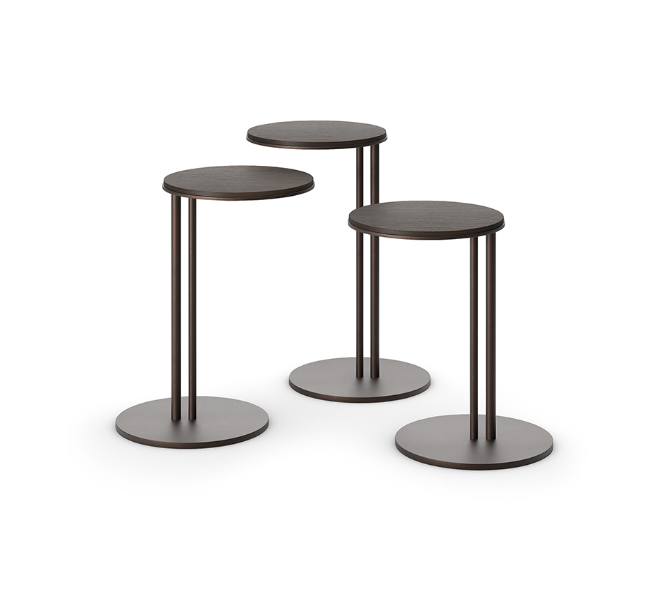 “STING XL Wood by Cattelan Italia – oversized Italian side table with round wooden top and slender metal base”