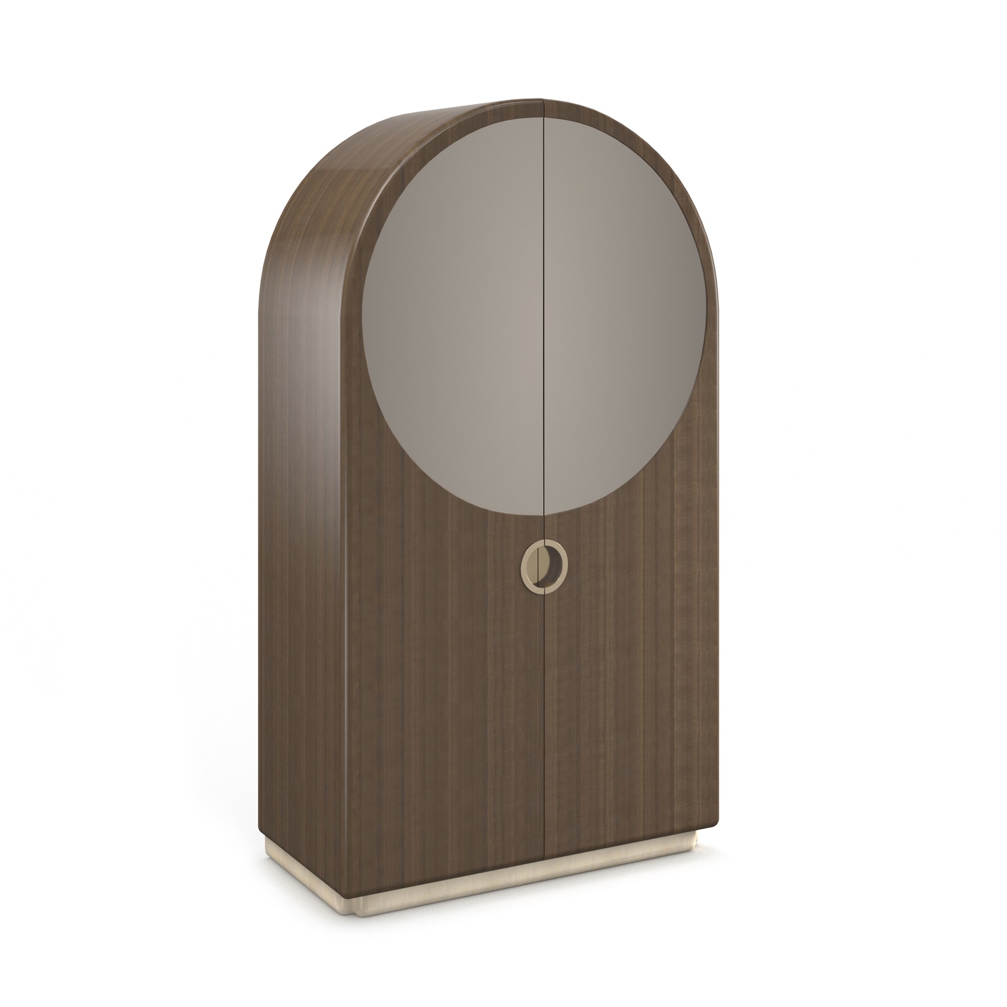 Caracole GELEE Armoire in Caramello, featuring a striking, high-gloss finish that resembles rich, warm caramel, with subtle metallic trim.