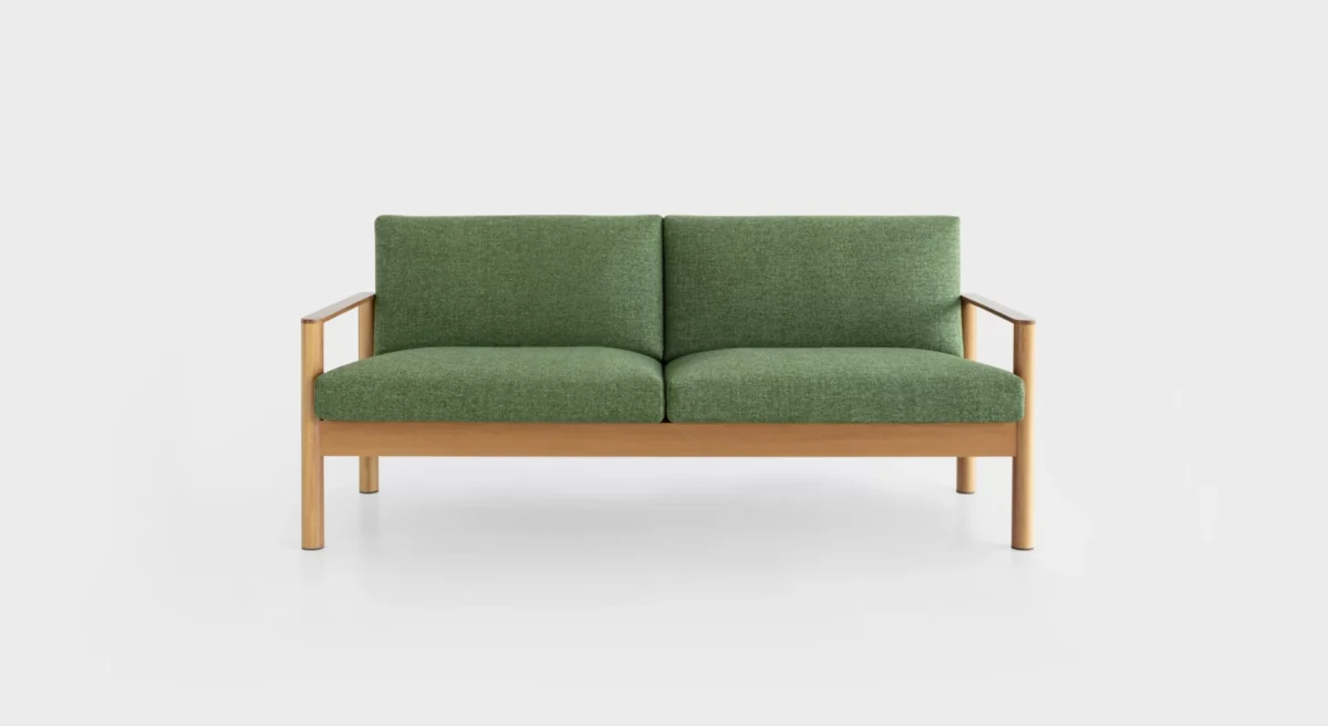 Lapalma 10:30 ED162 outdoor sofa with solid iroko wood frame and waterproof fabric cushions, designed for modern outdoor spaces.