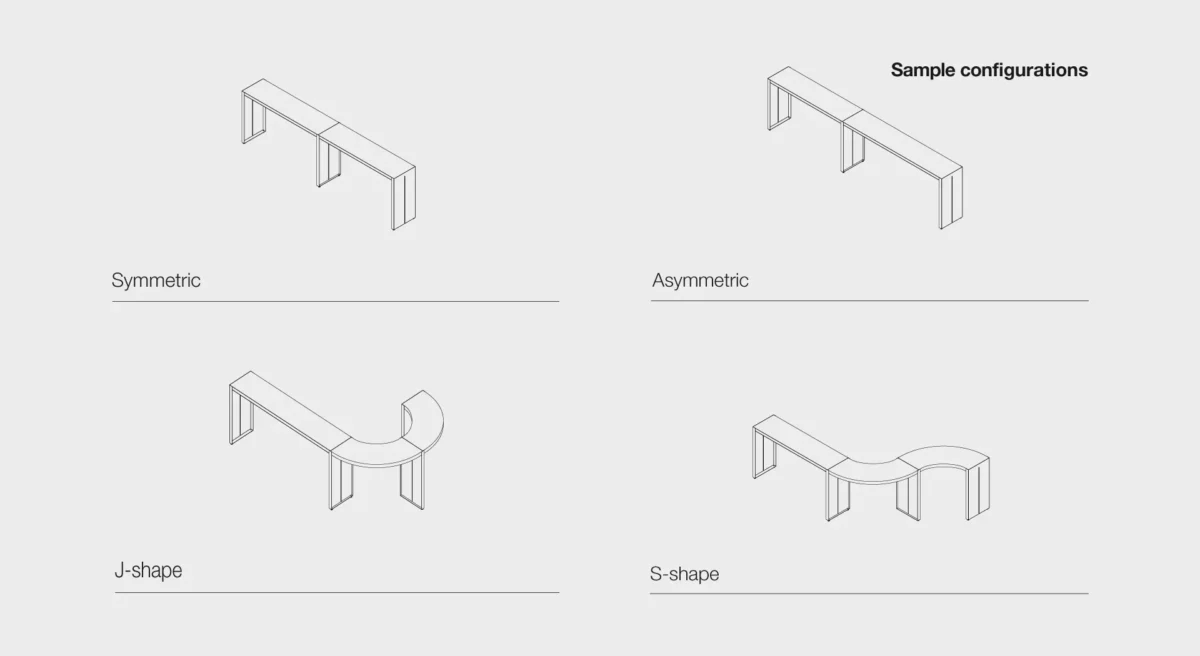 Lapalma APTA P135 rectangular table 240x110 cm H74 with aluminum frame and HPL or wood top, designed by Romano Marcato.