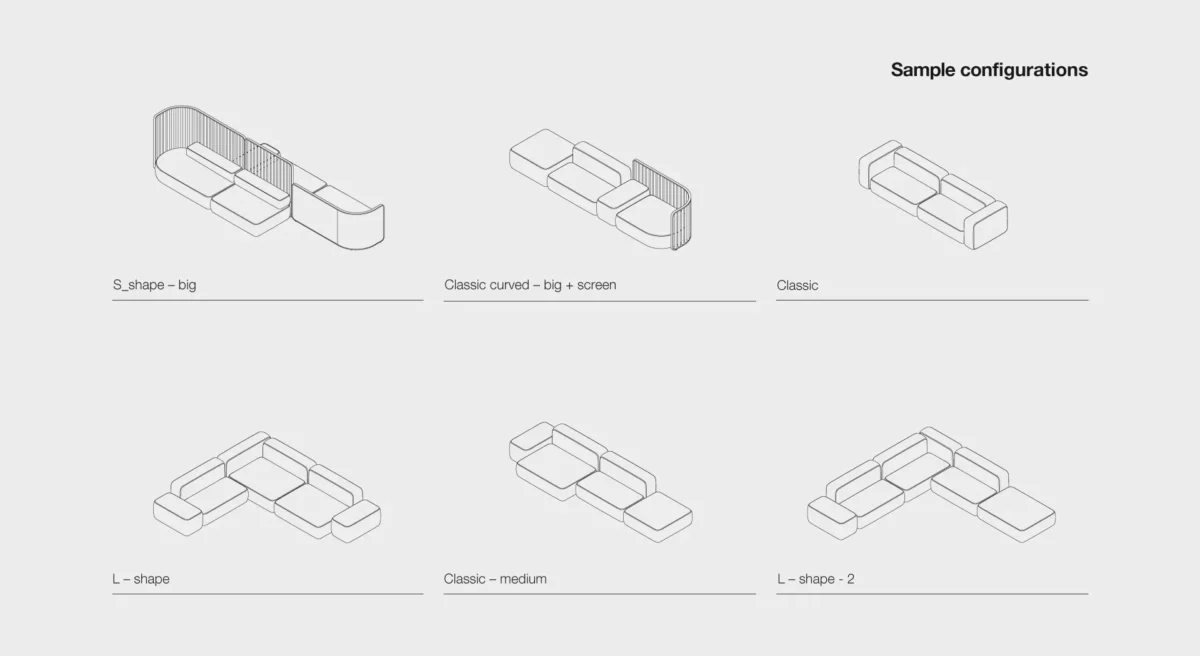 Lapalma Plus Back to Back modular seating system with upholstered cushions, designed for flexible configurations in contemporary spaces.