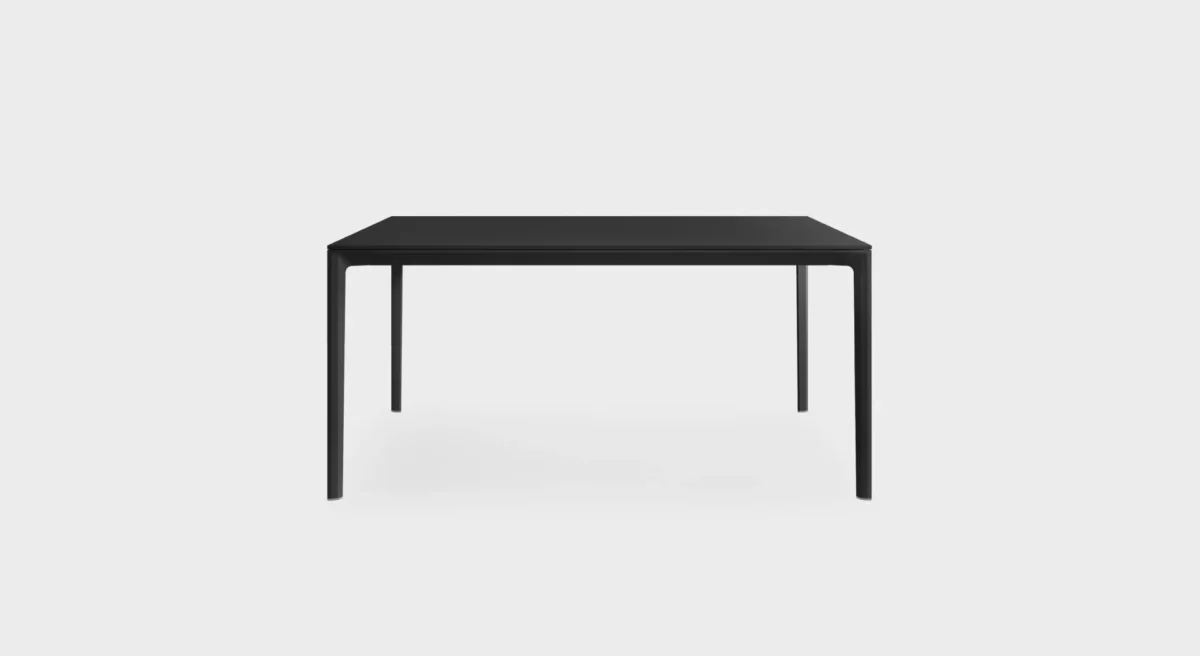Square table with minimalist metal base by Lapalma