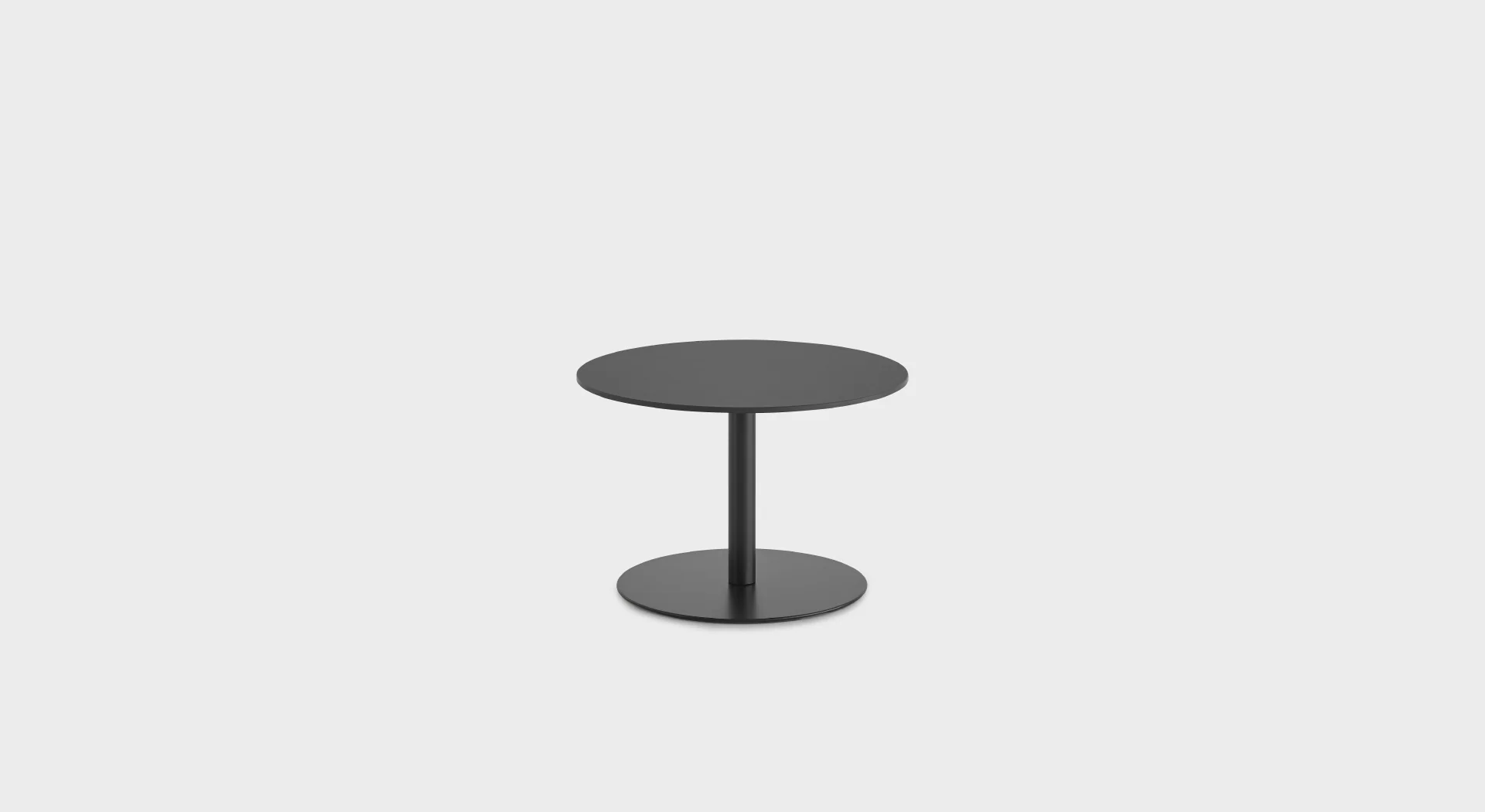 “Lapalma H40 side table with a round birch plywood top and black powder-coated steel base, showcasing minimalist Italian design.”