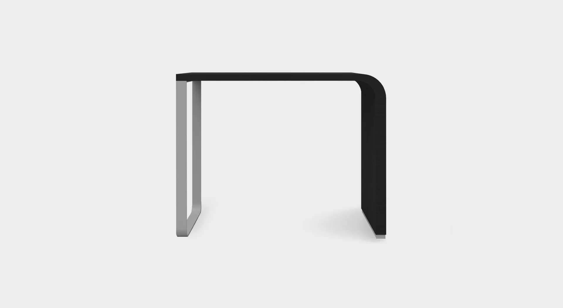 Lapalma H110 modular high table with curved honeycomb board top, white laminate, and matte chromed metal base with adjustable feet.