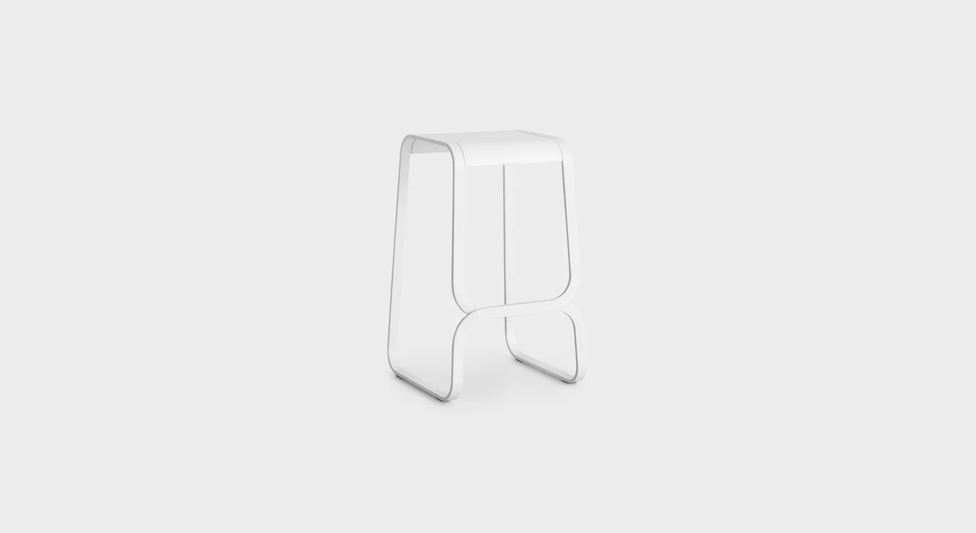 “Side view of the S107 H68 stool by Lapalma, showcasing its ergonomic seat profile and minimalist footrest detail.”