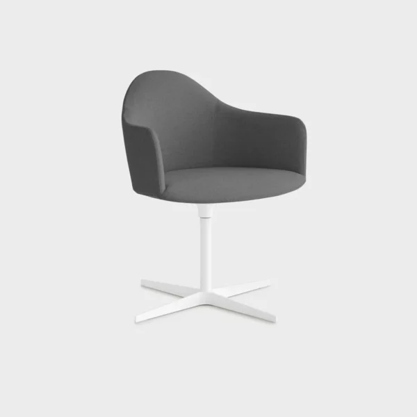 “Lapalma S572 armchair with sleek grey upholstery and black swivel star base, designed for modern luxury interiors.”